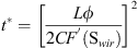 $$ {t}^{*}={\left[\frac{L\phi }{2C{F}^\mathrm{\prime}({\mathrm{S}}_{{wir}})}\right]}^2 $$