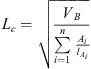$$ {L}_c=\sqrt{\frac{{V}_B}{\sum_{i=1}^n\frac{{A}_i}{{l}_{{A}_i}}}} $$