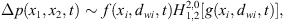 $$ \Delta p\left({x}_1,{x}_2,t\right)\sim f({x}_i,{d}_{\mathrm{wi}},t){H}_{\mathrm{1,2}}^{\mathrm{2,0}}\left[g({x}_i,{d}_{\mathrm{wi}},t)\right], $$