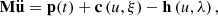 $$ \mathbf{M}\stackrel{\ddot }{\mathbf{u}}=\mathbf{p}(t)+\mathbf{c}\left(u,\xi \right)-\mathbf{h}\left(u,\mathrm{\lambda }\right), $$