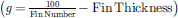 $ \left(g=\frac{100}{\mathrm{Fin}\enspace \mathrm{Number}}-\mathrm{Fin}\enspace \mathrm{Thickness}\right)$